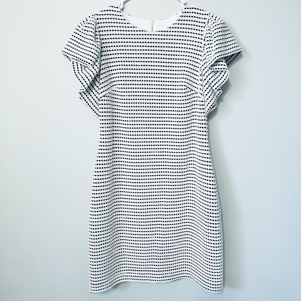 Calvin Klein Striped Ruffle Sleeve Dress